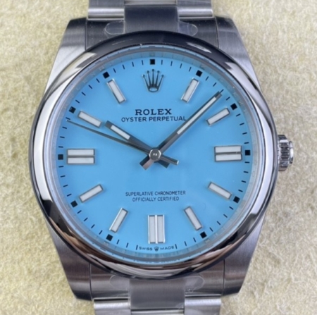 Clean Factory Replica Rolex Oyster Perpetual M124300-0006 Tiffany Blue Dial Size 41 mm