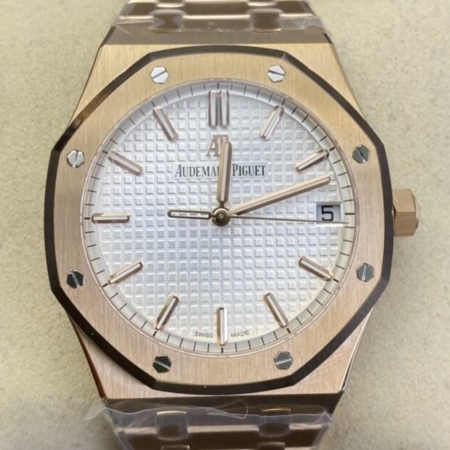 ZF Factory AP Royal Oak 15500 Rose Gold White Dial Watch