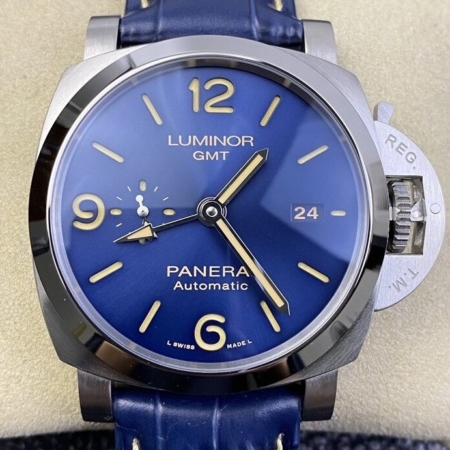 VS Factory Fake Panerai Watches Luminor GMT PAM01033 Blue Dial Size 44mm