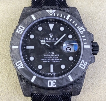 VS. Factory Custom Replica Rolex Watches Submariner Carbon Fiber Case White