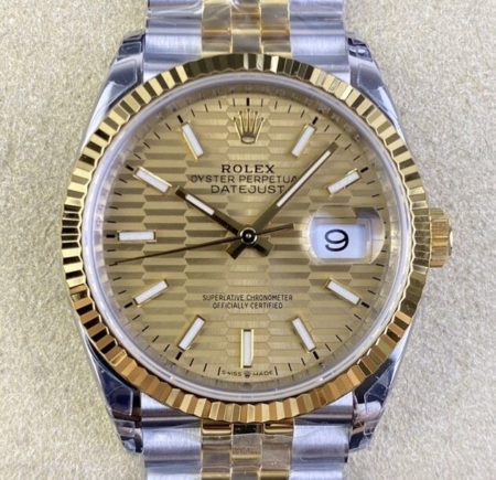 VS Factory Fake Rolex Datejust M126233-0039 Gold Watch Size 36