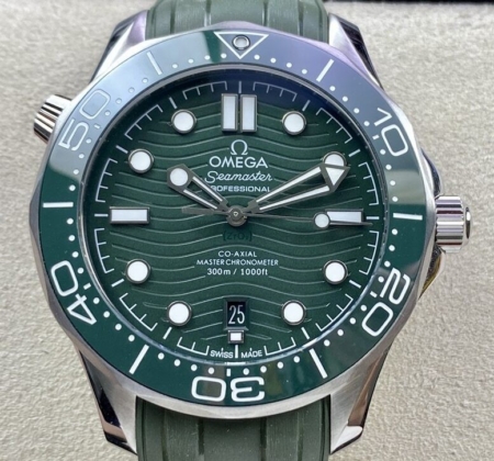 VS Factory Replica Omegas Seamaster Diver 300M 210.32.42.20.10.001 Green Rubber Strap