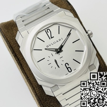 BV Factory Fake Bvlgari Octo Finissimo 103011 Silver White Dial
