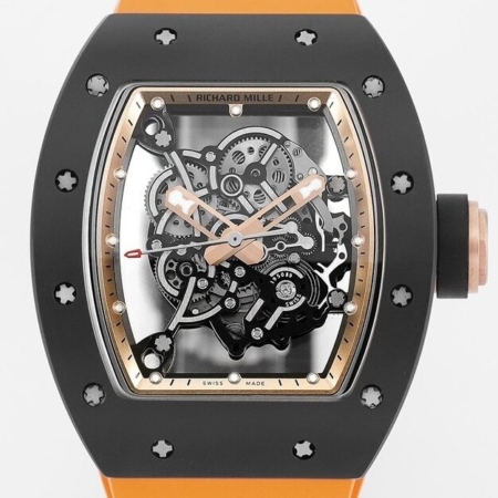 KV Factory Richard Mille Watch Replica RM055 V5 Yellow Rubber Strap