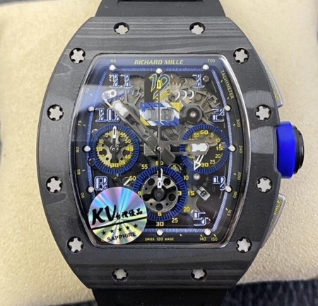 KV Factory Replica Richard Mille RM011 Blue Dial Carbon Fiber Watch Case