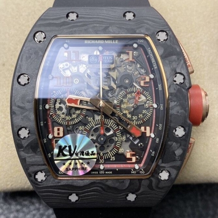 KV Factory Replica Richard Mille RM011 Red Dial Carbon Fiber Watch Case