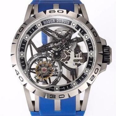 BBR Factory Fake Roger Dubuis Excalibur Spider RDDBEX0479 Tourbillon Blue Rubber Strap