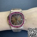 PPF Custom Patek Philippe Nautilus Replica 5711 Red Diamond Rose Gold Watch
