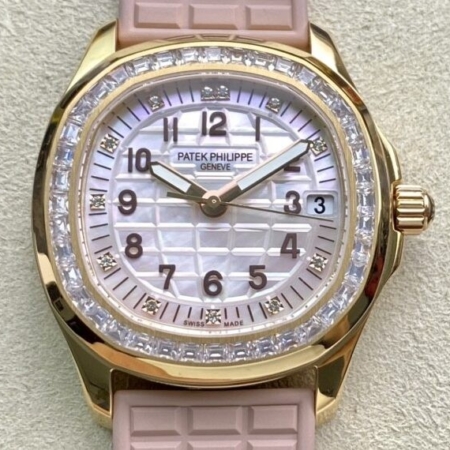 PPF Factory Fake Patek Philippe Aquanaut 5072R-001 Women??s Rose Gold Diamond Watch