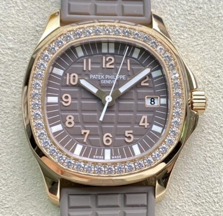 PPF Factory  Best Replica Patek Philippe Aquanaut 5068R Women’s Rose Gold Diamond Watch