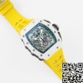 KV Factory Richard Mille Replica Watches RM11 White Ceramic Yellow Rubber Strap