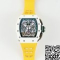 KV Factory Richard Mille Replica Watches RM11 White Ceramic Yellow Rubber Strap