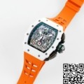 KV Factory Fake Richard Mille Watches RM11 White Ceramic Orange Rubber Strap