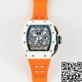 KV Factory Fake Richard Mille Watches RM11 White Ceramic Orange Rubber Strap