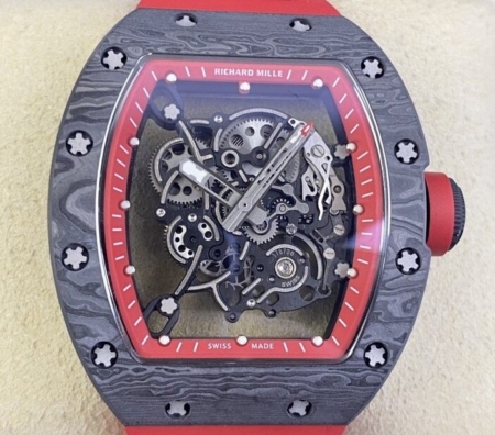 KU Factory Richard Mille Replica For Sale RM055 Red Rubber Strap