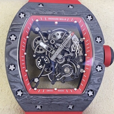 KU Factory Richard Mille Replica For Sale RM055 Red Rubber Strap