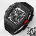 Explore the Richard Mille RM35-02 carbon fiber case watch reproduced by the BBR factory, showing the unique design and exquisite craftsmanship of the billionaire's RICHARD MILLE RM 35-02 RAFAEL NADAL fully automatic mechanical watch.