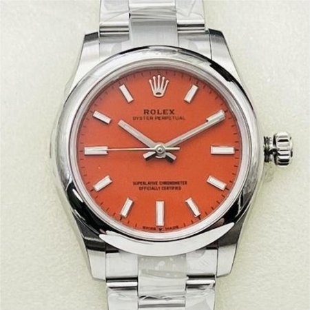 EW Factory Best Replica Rolex Oyster Perpetual M126000-0007 Coral Red Dial Size 36mm