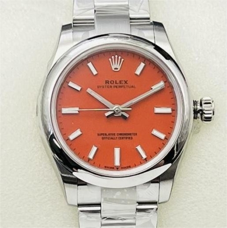 EW Factory Best Replica Rolex Oyster Perpetual M126000-0007 Coral Red Dial Size 36mm