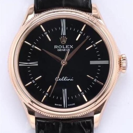 EW Factory Fake Rolex Cellini M50505-0009 Black Dial