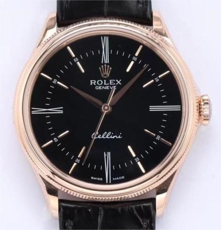 EW Factory Fake Rolex Cellini M50505-0009 Black Dial