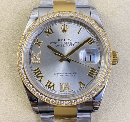 EW Factory Fake Rolex Datejust M126283RBR-0018 Gold Watch Size 36mm