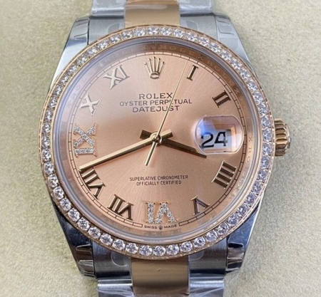 EW Factory Fake Rolexs Datejust M126281RBR-0016 Rose Gold Watch Size 36mm