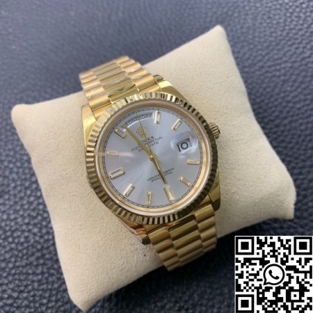 EW Factory Imitate Rolex Day Date M228235 Silver Gray Dial Gold Watch Size 40mm