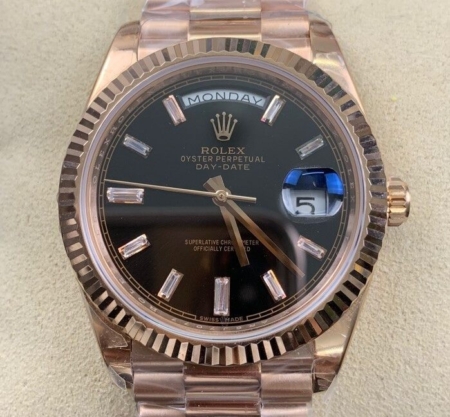 EW Factory Copy Rolex Day Date M228235 Black Dial Rose Gold Watch Size 40mm