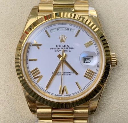 EW Factory Copy Rolex Day Date M228238-0042 White Dial Gold Watch Size 40mm