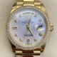 EW Factory Rolex Fake Day Date M128348RBR-0017 Ladies Gold Watch Size 36mm