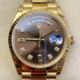 EW Factory Fake Rolex Day Date M128238-0022 Brown Dial Ladies Gold Watch Size 36mm
