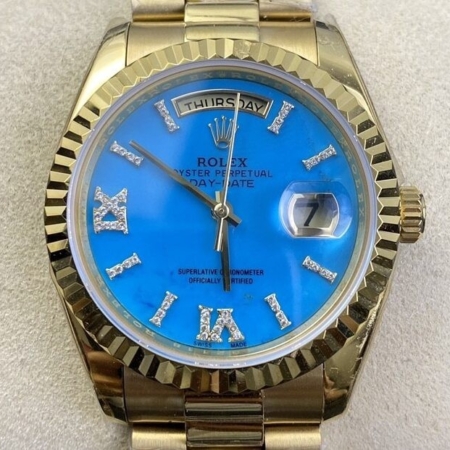 EW Factory Replica Rolex Day Date M118238-0071 Turquoise Dial Gold Watches Size 36mm