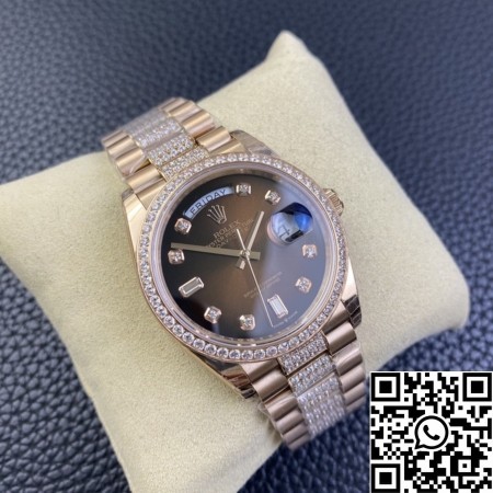 EW Factory Replica Rolex Day Date M218345RBR-0041 Rose Gold Watches Size 36mm