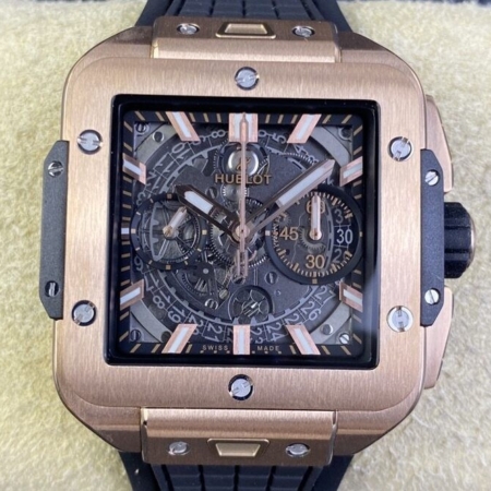 BBF Factory Replica Watch Hublot Square Bang Unico 821.OX.0180.RX King Gold Case