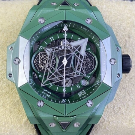 BBF Factory Hublot Replica Watches Big Bang Sang Bleu II 418.GX.5207.RX.MXM22 Green Ceramics