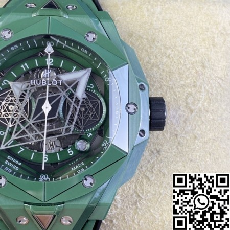 BBF Factory Hublot Replica Watches Big Bang Sang Bleu II 418.GX.5207.RX.MXM22 Green Ceramics
