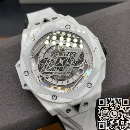 BBF Factory Fake Hublot Big Bang Sang Bleu II 418.HX.2001.RX.MXM2 White Ceramics