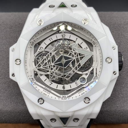 BBF Factory Fake Hublot Big Bang Sang Bleu II 418.HX.2001.RX.MXM2 White Ceramics