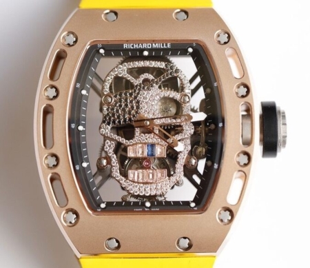 EUR Factory Copy Richard Miller RM052 Rose Gold Case Yellow Rubber Strap