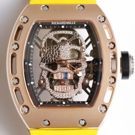 EUR Factory Copy Richard Miller RM052 Rose Gold Case Yellow Rubber Strap