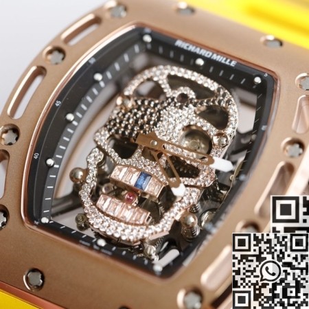EUR Factory Copy Richard Miller RM052 Rose Gold Case Yellow Rubber Strap