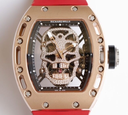 EUR Factory Richard Miller Imitate RM052 Rose Gold Case Red Rubber Strap