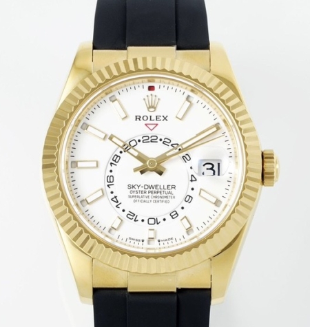 ZF Factory Imitation Rolex Sky-Dweller M336238-0003 Gold Watch Case White Dial