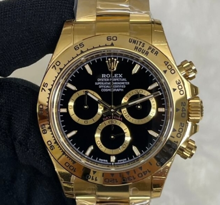 BT Factory Rolex Daytona Imitation M126508-0004 Gold Watchband Black Panda Dial