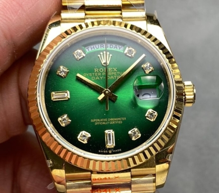A Blend of Luxury and Innovation: Q Factory Replica Watch Rolex Day Date M128238 - 0069 Smoked Green Dial 36mm