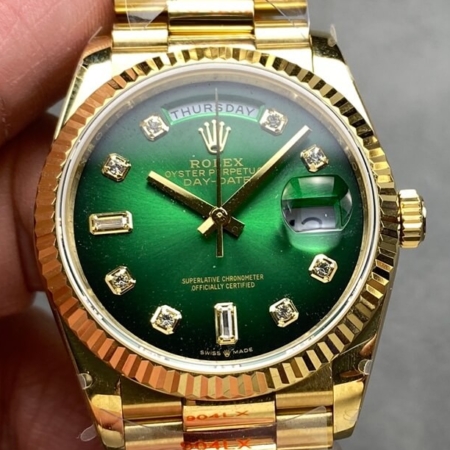 A Blend of Luxury and Innovation: Q Factory Replica Watch Rolex Day Date M128238 - 0069 Smoked Green Dial 36mm