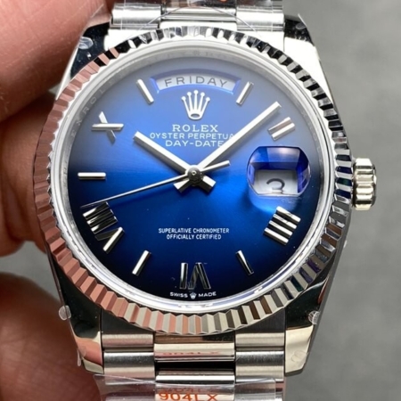 Q Factory Replicas Rolex Day-Date M128239-0063 Gradual Blue Dial 36mm