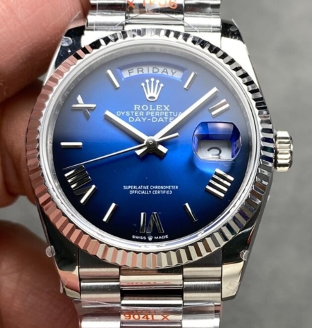 Q Factory Replicas Rolex Day-Date M128239-0063 Gradual Blue Dial 36mm