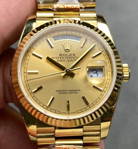 Q Factory Fake Watch Rolex Day Date M128238 - 0045 Gold Watch 36mm